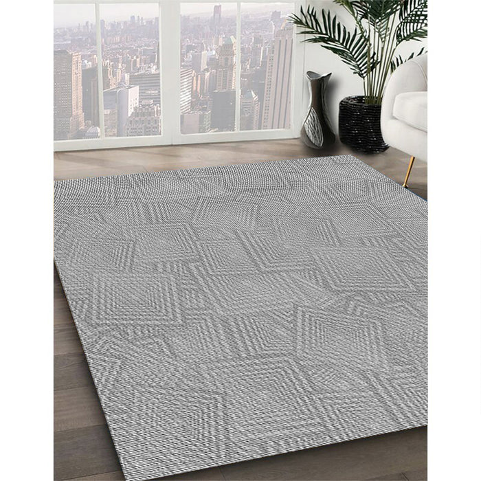 Patterned Cloud Gray Rug in Family Room, pat2407gry