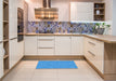 Patterned Neon Blue Rug in a Kitchen, pat2407lblu