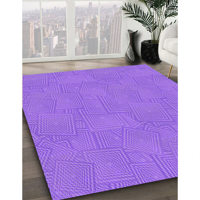 Patterned Purple Rug in Family Room, pat2407pur