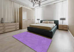 Patterned Blue Violet Purple Novelty Rug in a Bedroom, pat2407