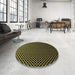 Round Patterned Black Rug in a Office, pat2408brn