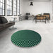 Round Patterned Black Rug in a Office, pat2408lblu