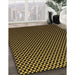 Patterned Black Brown Rug in Family Room, pat2408org