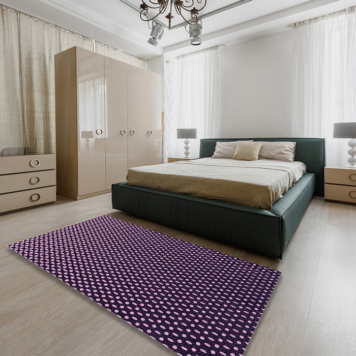 Patterned Orchid Purple Rug in a Bedroom, pat2408pur
