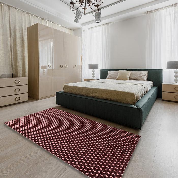 Patterned Chocolate Brown Rug in a Bedroom, pat2408rd