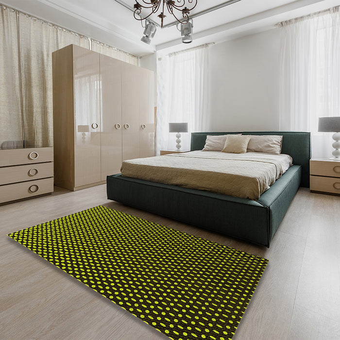 Patterned Pistachio Green Rug in a Bedroom, pat2408yw