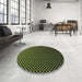 Round Patterned Black Novelty Rug in a Office, pat2408