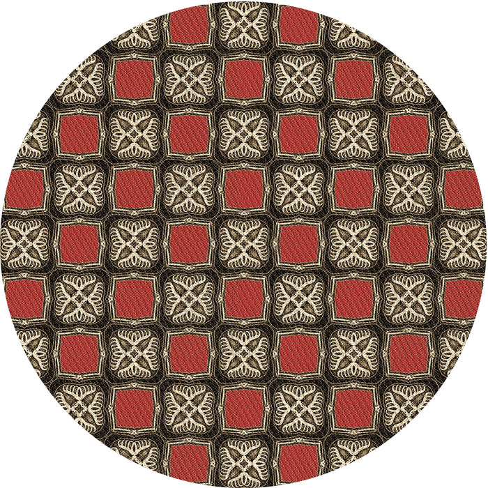 Square Patterned Brown Rug, pat2409brn