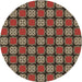 Square Patterned Brown Rug, pat2409brn