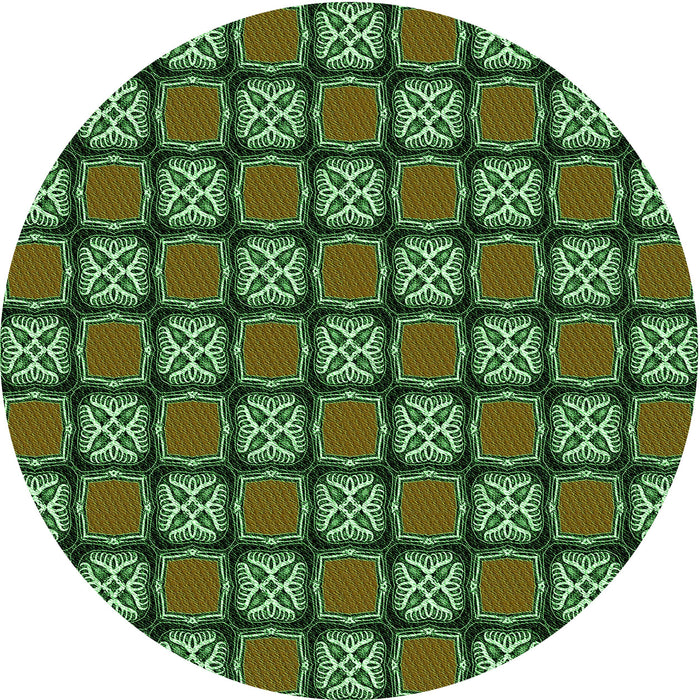 Square Patterned Dark Forest Green Rug, pat2409grn