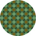 Square Patterned Dark Forest Green Rug, pat2409grn