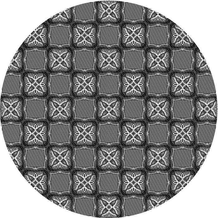 Square Machine Washable Transitional Charcoal Black Rug in a Living Room, wshpat2409gry