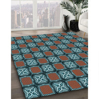 Patterned Burgundy Brown Rug, pat2409lblu