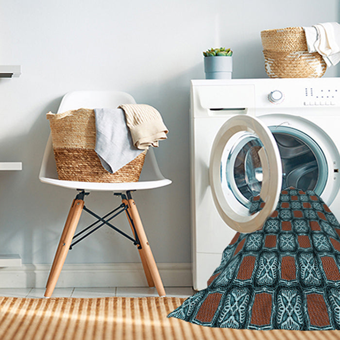 Machine Washable Transitional Burgundy Brown Rug in a Washing Machine, wshpat2409lblu