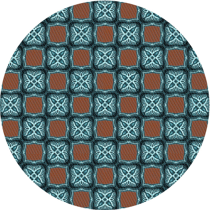 Square Patterned Burgundy Brown Rug, pat2409lblu