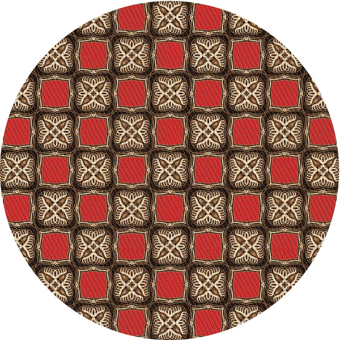 Square Patterned Dark Red Rug, pat2409org