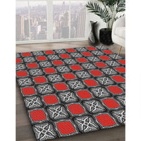 Patterned Dark Gray Novelty Rug, pat2409