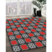 Patterned Dark Gray Novelty Rug in Family Room, pat2409