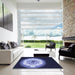 Square Patterned Night Blue Rug in a Living Room, pat241blu