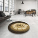 Round Patterned Caramel Brown Rug in a Office, pat241brn