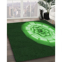 Patterned Dark Forest Green Rug, pat241grn