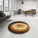 Round Patterned Orange Rug in a Office, pat241org