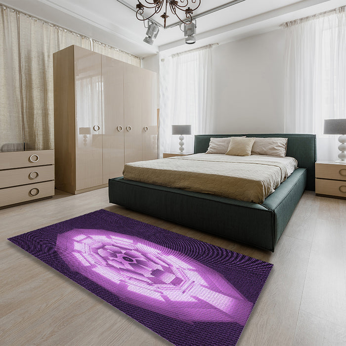Patterned Purple Rug in a Bedroom, pat241pur