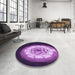 Round Patterned Purple Rug in a Office, pat241pur