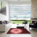 Square Patterned Maroon Red Rug in a Living Room, pat241rd