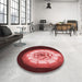 Round Patterned Maroon Red Rug in a Office, pat241rd