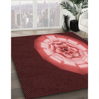 Patterned Maroon Red Rug, pat241rd