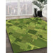 Patterned Pistachio Green Rug in Family Room, pat2410brn