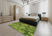 Patterned Pistachio Green Rug in a Bedroom, pat2410brn