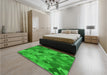 Patterned Lime Green Rug in a Bedroom, pat2410grn