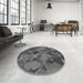 Round Patterned Gray Rug in a Office, pat2410gry