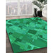 Machine Washable Transitional Spring Green Rug in a Family Room, wshpat2410lblu