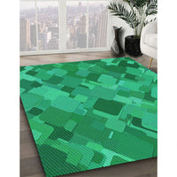 Patterned Spring Green Rug, pat2410lblu