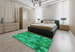 Patterned Spring Green Rug in a Bedroom, pat2410lblu