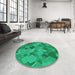 Round Patterned Spring Green Rug in a Office, pat2410lblu