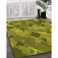 Patterned Olive Green Rug, pat2410org