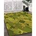 Patterned Olive Green Rug in Family Room, pat2410org