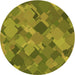 Square Patterned Olive Green Rug, pat2410org