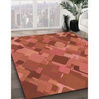 Patterned Bright Orange Rug, pat2410rd