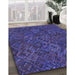 Patterned Blue Rug in Family Room, pat2411blu