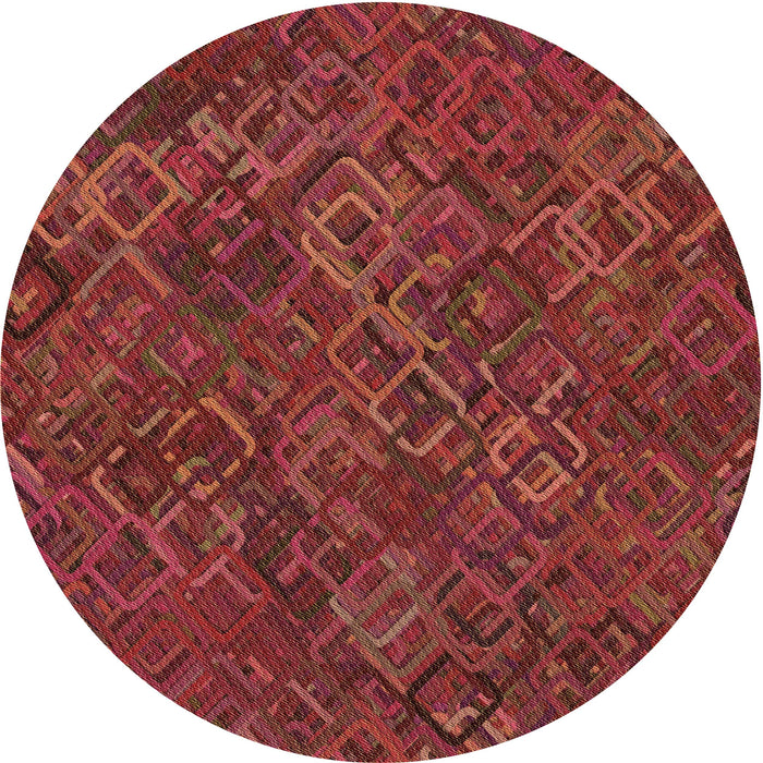 Square Patterned Red Rug, pat2411brn