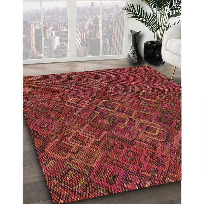 Machine Washable Transitional Red Rug in a Family Room, wshpat2411brn