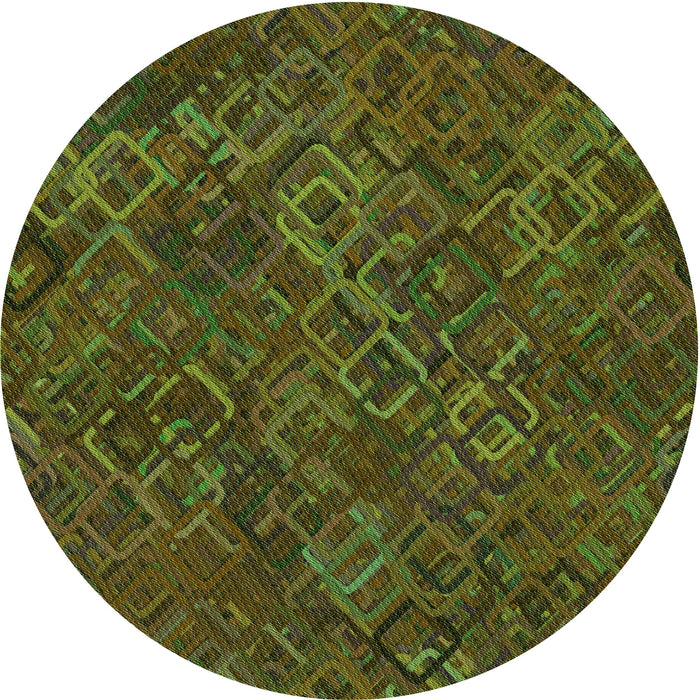 Square Patterned Bakers Brown Rug, pat2411grn