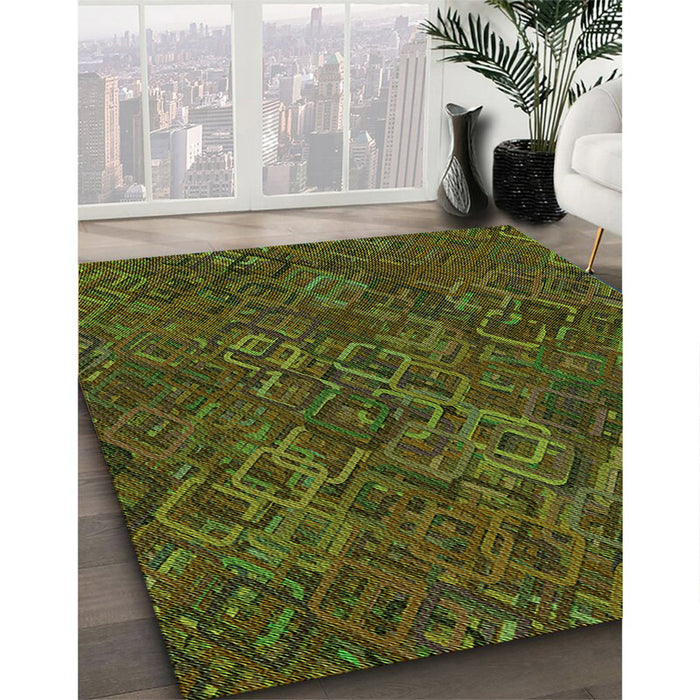 Machine Washable Transitional Bakers Brown Rug in a Family Room, wshpat2411grn