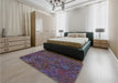 Patterned Plum Purple Rug in a Bedroom, pat2411lblu