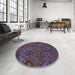 Round Patterned Plum Purple Rug in a Office, pat2411lblu